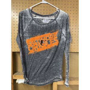 Baltimore Orioles Touch by Alyssa Milano Women's Long Sleeve Sheer Shirt Size S